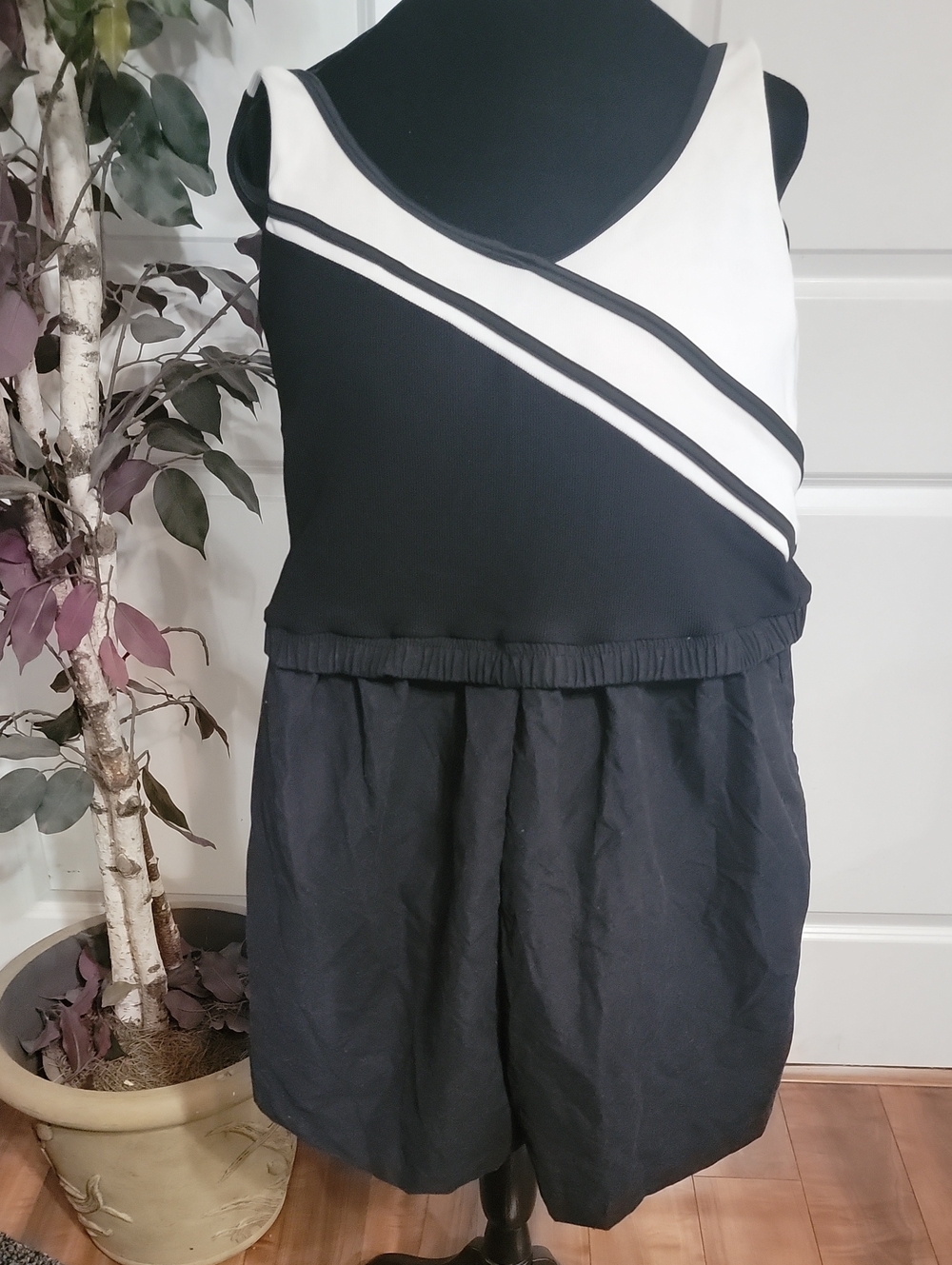 Black & White One-Piece Swimsuit With Built In Shorts- Classic Two-Tone
